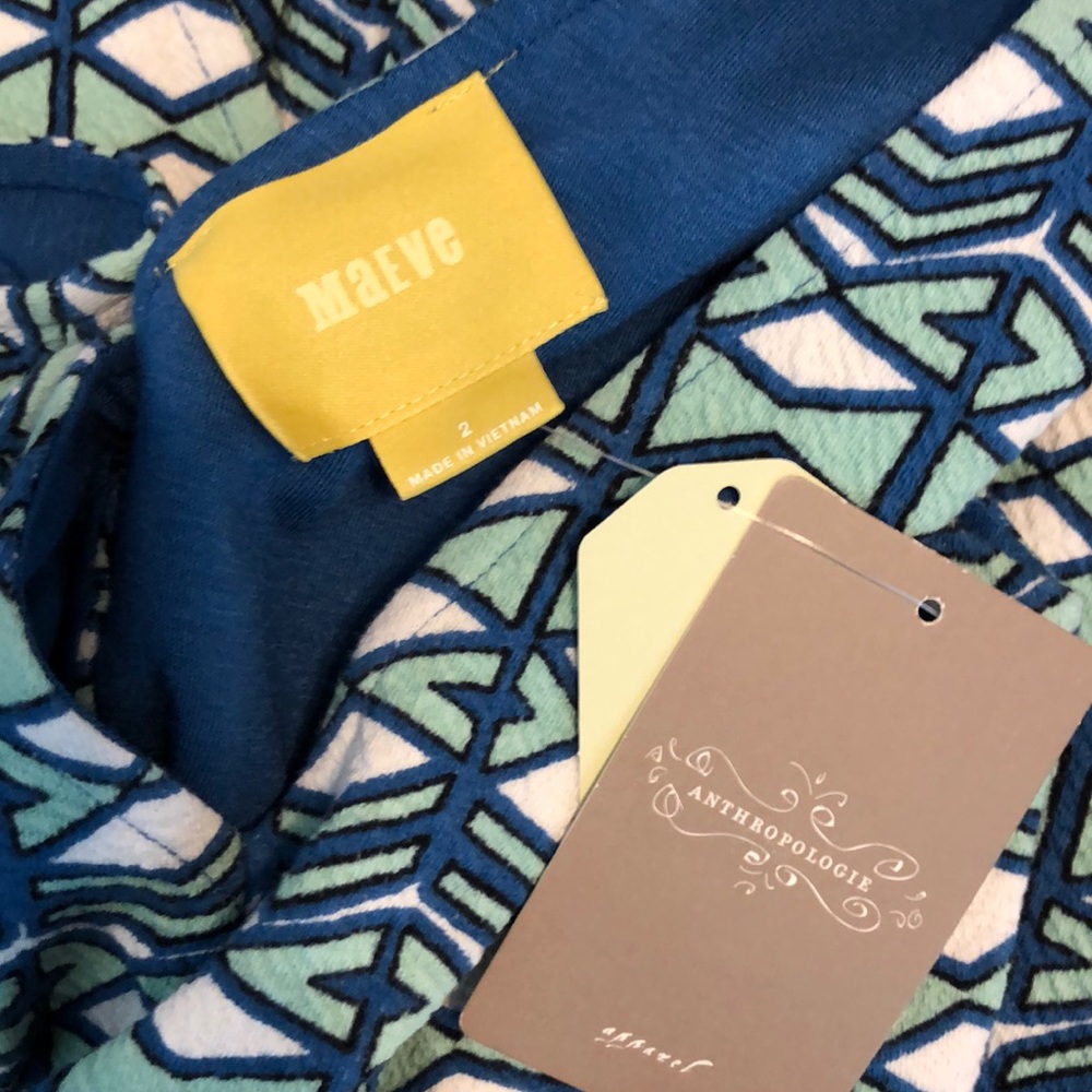❗️FINAL❗️ 🆕 Anthropologie MAEVE Blue Motif Dress 🔴🔴 - Picture 5 of 6